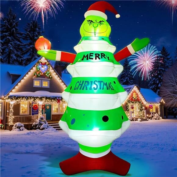 8FT Christmas Inflatable with LED Lights, Funny Christmas Outdoor Decorations - Picture 1 of 8